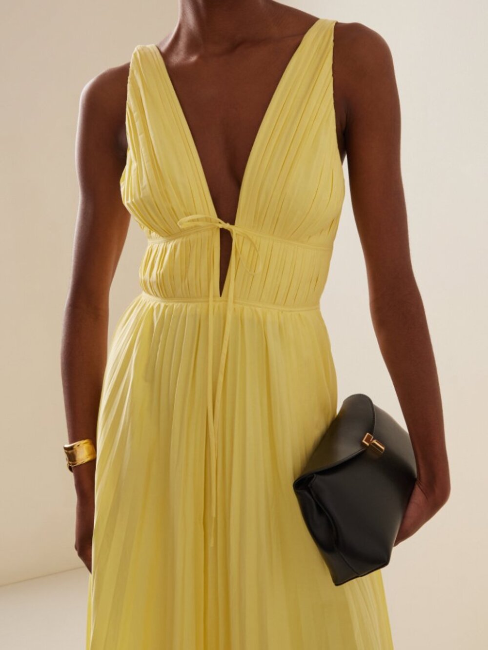 Simkhai Stephanie Pleated Cotton-Blend Midi Dress - Picture 2 of 8